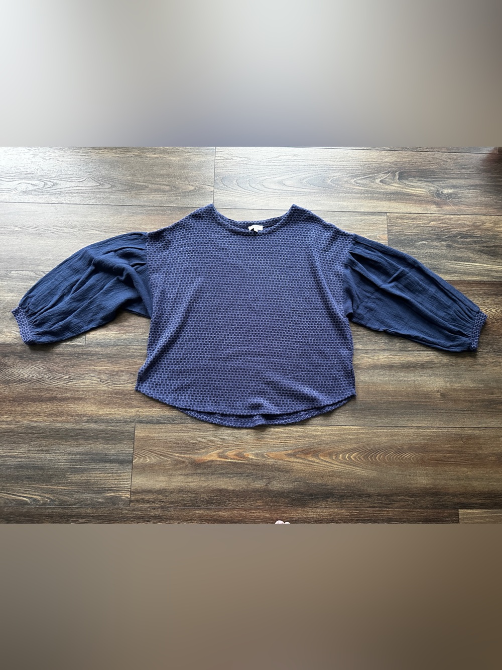 Umgee Mixed Media Balloon Sleeve Top